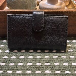 💥 2/$10 Genuine pebbled leather wallet 5”x3” Black